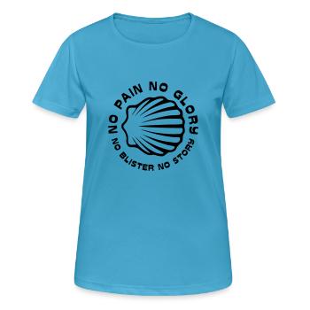 No Pain No Glory XLII (42) Schwarz - Frauen T-Shirt atmungsaktiv - Saphirblau - Vorne - AI Model Female 172 dark (172cm)