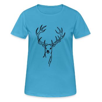 Hirsch - Frauen T-Shirt atmungsaktiv - Saphirblau - Vorne - AI Model Female 172 dark (172cm)