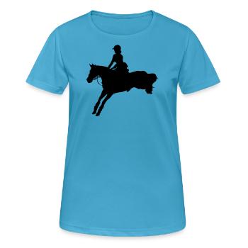 Cavalier de dressage cheval de dressage cavalier - T-shirt respirant Femme - bleu saphir - Devant - AI Model Female 172 dark (172cm)