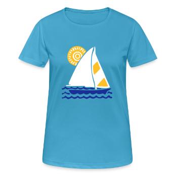 sun sea sailing vacation - Women's Breathable T-Shirt - sapphire blue - Front - AI Model Female 172 dark (172cm)
