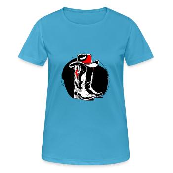 Stetson et bottes Western Country Danse en ligne - T-shirt respirant Femme - bleu saphir - Devant - AI Model Female 172 dark (172cm)
