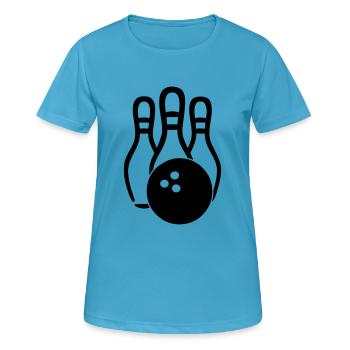 Bowlingkugel & Pins - Frauen T-Shirt atmungsaktiv - Saphirblau - Vorne - AI Model Female 172 dark (172cm)