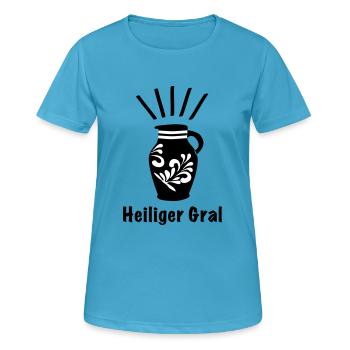 Bembel HeiligerGral - Das Frankfurter Original - Frauen T-Shirt atmungsaktiv - Saphirblau - Vorne - AI Model Female 172 dark (172cm)