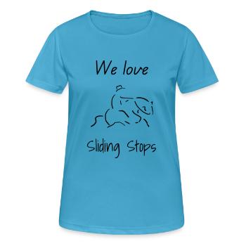 We love Sliding Stops - Frauen T-Shirt atmungsaktiv - Saphirblau - Vorne - AI Model Female 172 dark (172cm)
