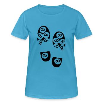 Fußabdruck Billard Schuh Fußabdruck - Frauen T-Shirt atmungsaktiv - Saphirblau - Vorne - AI Model Female 172 dark (172cm)