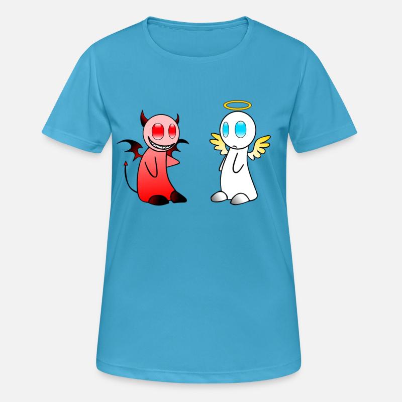 Angel & Devil Motif - Women's Breathable T-Shirt - sapphire blue