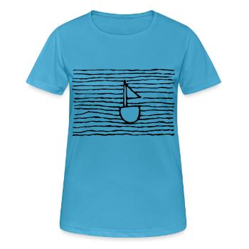 Bateau dans la mer - T-shirt respirant Femme - bleu saphir - Devant - AI Model Female 172 dark (172cm)