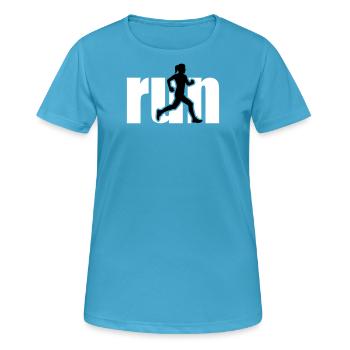 run woman 2 colours - T-shirt respirant Femme - bleu saphir - Devant - AI Model Female 172 dark (172cm)