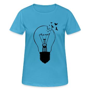 Vogelfrei, Ausbruch aus der alten Glühbirne - Frauen T-Shirt atmungsaktiv - Saphirblau - Vorne - AI Model Female 172 dark (172cm)