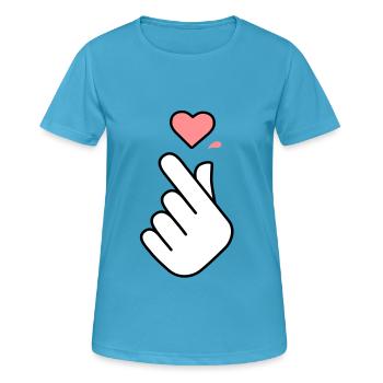 K-Pop Hand Symbol with Heart - Women's Breathable T-Shirt - sapphire blue - Front - AI Model Female 172 dark (172cm)