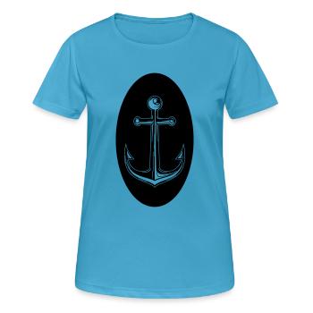 Ancre - T-shirt respirant Femme - bleu saphir - Devant - AI Model Female 172 dark (172cm)