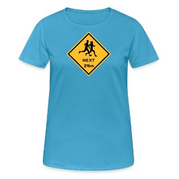 Homme en cours d'exécution femme 21km - T-shirt respirant Femme - bleu saphir - Devant - AI Model Female 172 dark (172cm)