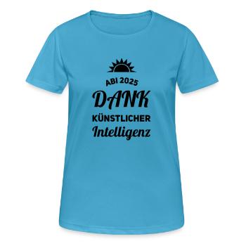 ABI Spruch 2025 - T-shirt respirant Femme - bleu saphir - Devant - AI Model Female 172 dark (172cm)