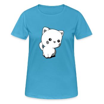 Chaton chibi kawaii - T-shirt respirant Femme - bleu saphir - Devant - AI Model Female 172 dark (172cm)