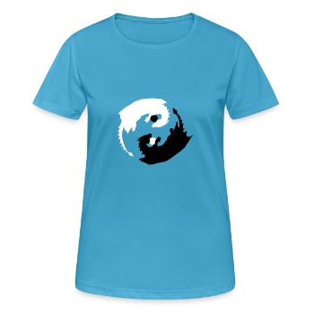 Yin und Yang Drachen mit Spheren - Frauen T-Shirt atmungsaktiv - Saphirblau - Vorne - AI Model Female 172 dark (172cm)