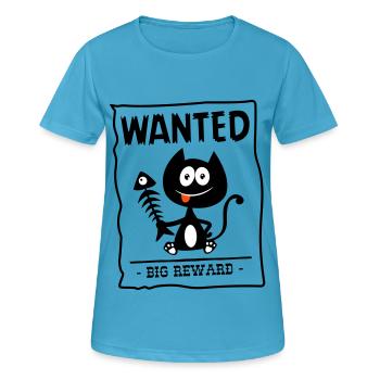Chat Wanted! Cat wanted by the police, humor - Women's Breathable T-Shirt - sapphire blue - Front - AI Model Female 172 dark (172cm)