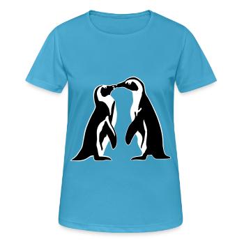 Pinguin - Paar, Liebe - Frauen T-Shirt atmungsaktiv - Saphirblau - Vorne - AI Model Female 172 dark (172cm)