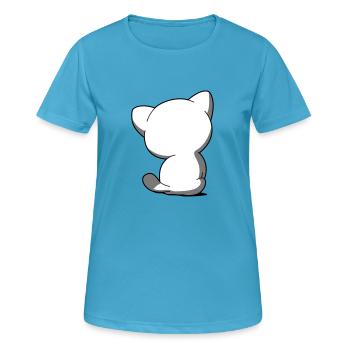Chaton chibi dos - T-shirt respirant Femme - bleu saphir - Devant - AI Model Female 172 dark (172cm)