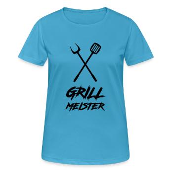 grillmeister - Frauen T-Shirt atmungsaktiv - Saphirblau - Vorne - AI Model Female 172 dark (172cm)