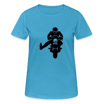 Motard - T-shirt respirant Femme - bleu saphir - Devant - AI Model Female 172 dark (172cm)