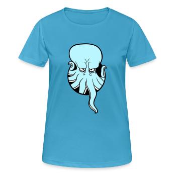 Oktopus Loch Tentakel genervt zeigen Böser Blick - Frauen T-Shirt atmungsaktiv - Saphirblau - Vorne - AI Model Female 172 dark (172cm)