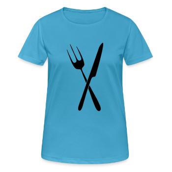messer gabel besteck 01 - Frauen T-Shirt atmungsaktiv - Saphirblau - Vorne - AI Model Female 172 dark (172cm)