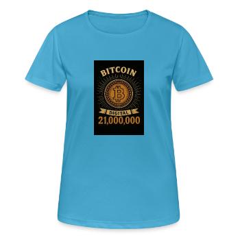 20250512 2133 Bitcoin Digital Decentralized re - Frauen T-Shirt atmungsaktiv - Saphirblau - Vorne - AI Model Female 172 dark (172cm)