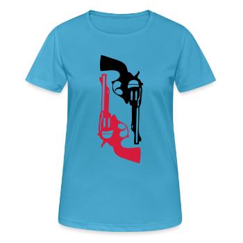 pistolet flingue revolver arme feu1 - T-shirt respirant Femme - bleu saphir - Devant - AI Model Female 172 dark (172cm)