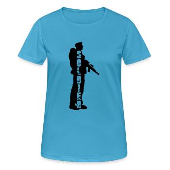 Soldat Silhouette Krieg General Freiheitskämpfer - Frauen T-Shirt atmungsaktiv - Saphirblau - Vorne - AI Model Female 172 dark (172cm)