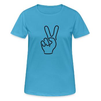 Victory Peace Hand Sign Silhouette Sign V - Women's Breathable T-Shirt - sapphire blue - Front - AI Model Female 172 dark (172cm)