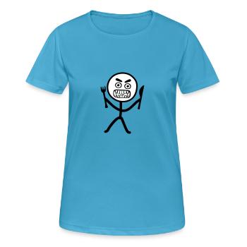 Hungriges Emoji Strichmännchen - Frauen T-Shirt atmungsaktiv - Saphirblau - Vorne - AI Model Female 172 dark (172cm)