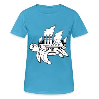 Schildkröte - Fabrik, Rauch, Smog Luft, Tierschutz - Frauen T-Shirt atmungsaktiv - Saphirblau - Vorne - AI Model Female 172 dark (172cm)