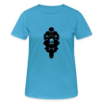 Motorradfahrer - Frauen T-Shirt atmungsaktiv - Saphirblau - Vorne - AI Model Female 172 dark (172cm)