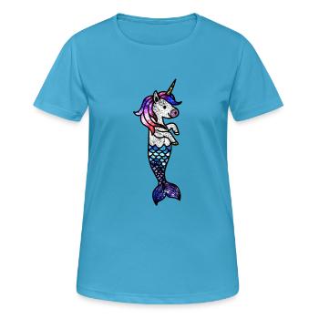 Cosmic Sea Unicorn - Women's Breathable T-Shirt - sapphire blue - Front - AI Model Female 172 dark (172cm)