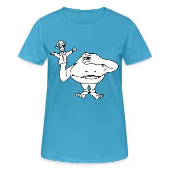 "Kasperle"-Monster - weiss gefuellt - Frauen T-Shirt atmungsaktiv - Saphirblau - Vorne - AI Model Female 172 dark (172cm)