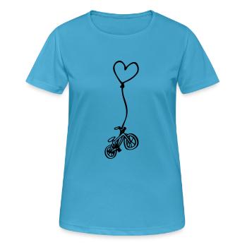 Vélo avec le cœur sur la corde - T-shirt respirant Femme - bleu saphir - Devant - AI Model Female 172 dark (172cm)