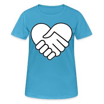 Hand in Hand Herz weiss - Frauen T-Shirt atmungsaktiv - Saphirblau - Vorne - AI Model Female 172 dark (172cm)