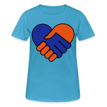 Main dans la main coeur bleu rouge - T-shirt respirant Femme - bleu saphir - Devant - AI Model Female 172 dark (172cm)