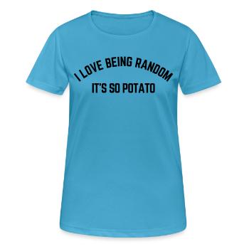 J’adore être une pomme de terre aléatoire - T-shirt respirant Femme - bleu saphir - Devant - AI Model Female 172 dark (172cm)