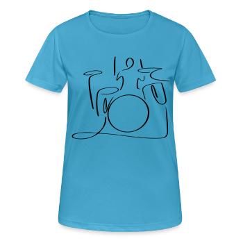 Trommeln Line Art - Minimalistisch - Frauen T-Shirt atmungsaktiv - Saphirblau - Vorne - AI Model Female 172 dark (172cm)