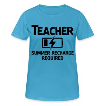 Recharge d’été pour les enseignants - T-shirt respirant Femme - bleu saphir - Devant - AI Model Female 172 dark (172cm)