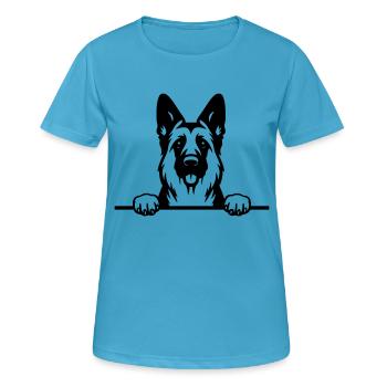 Peeking deutscher Schäferhund - DSH - Vektor - Frauen T-Shirt atmungsaktiv - Saphirblau - Vorne - AI Model Female 172 dark (172cm)