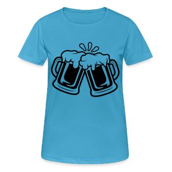 Anstoßen Bier Krüge - Frauen T-Shirt atmungsaktiv - Saphirblau - Vorne - AI Model Female 172 dark (172cm)