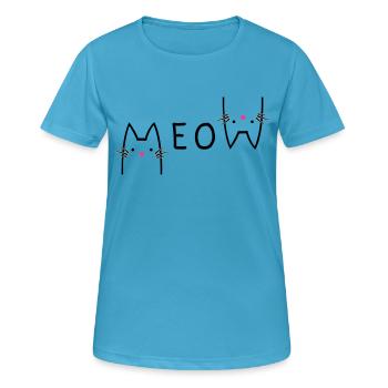MEOW Miau Katze Kätzchen Miezekatze - Frauen T-Shirt atmungsaktiv - Saphirblau - Vorne - AI Model Female 172 dark (172cm)