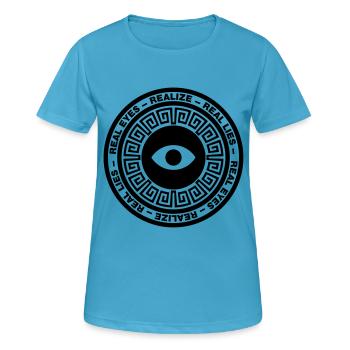 REAL EYES REALIZE REAL LIES - Women's Breathable T-Shirt - sapphire blue - Front - AI Model Female 172 dark (172cm)