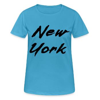 neue Arbeit - Frauen T-Shirt atmungsaktiv - Saphirblau - Vorne - AI Model Female 172 dark (172cm)