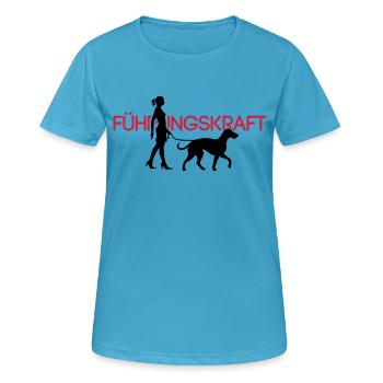 Führungskraft XL Dog 2C - Frauen T-Shirt atmungsaktiv - Saphirblau - Vorne - AI Model Female 172 dark (172cm)