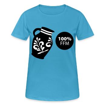 Bembel 100% FFM #069 #FrankfurtLiebe #FFMoriginal - Frauen T-Shirt atmungsaktiv - Saphirblau - Vorne - AI Model Female 172 dark (172cm)