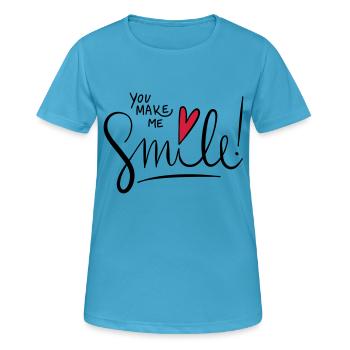 Tu me fais sourire - Adorable adorable adorable avec coeur - T-shirt respirant Femme - bleu saphir - Devant - AI Model Female 172 dark (172cm)