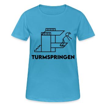 Turmspringer Sprung Sprungbrett Turmspringen - Frauen T-Shirt atmungsaktiv - Saphirblau - Vorne - AI Model Female 172 dark (172cm)